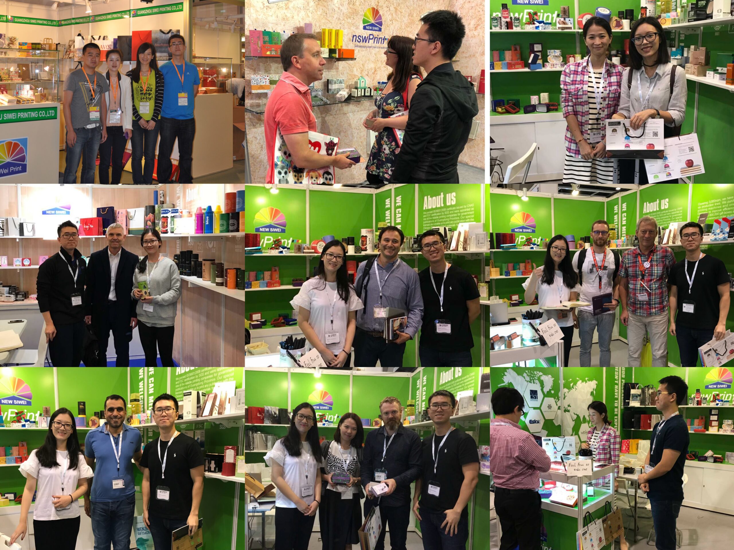 Our team at an international packaging trade show, meeting with clients from Europe and America